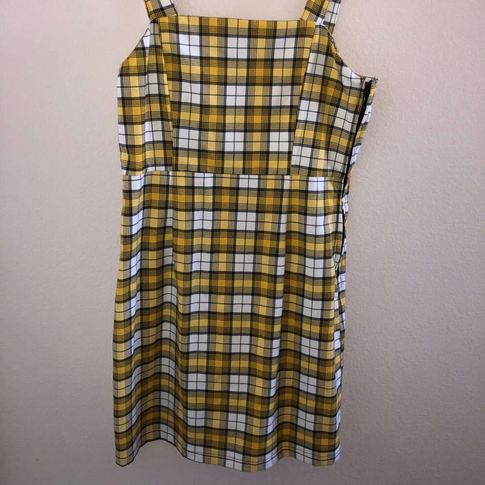 Yellow / white / black Checkered tight dress